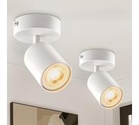 Ledronix Spotlights Ceiling Lights 2 Pack, 1 Spot Ceiling Light Matt White Rotatable Round, GU10 LED Spotlight Modern Metal, Ceiling Spotlight Fitting with GU10 Base for Hallway, Bulb not Included