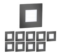 ledscom.de 10x LED stairlight/recessed wall Light FEX for Indoor and Outdoor use, Square, Anthracite, 85 x 85 mm, Cool White