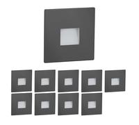 ledscom.de 10x LED stairlight/recessed wall Light FOW for Indoor and Outdoor use, Downlight, Square, Anthracite, 85 x 85 mm, Warm White