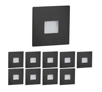 ledscom.de 10x LED stairlight/recessed wall Light FOW for Indoor and Outdoor use, Downlight, Square, Black, 85 x 85 mm, Warm White