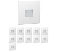 ledscom.de 12 LED Staircase Light/recessed wall Light FOW for Indoors and Outdoors, Downlight, Angular, 85 x 85mm, Warm White