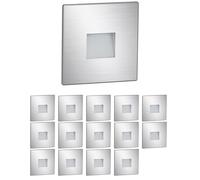 ledscom.de 15x LED stairlight/recessed wall Light FOW for Indoor and Outdoor use, Downlight, Square, Stainless Steel, 85 x 85 mm, Warm White