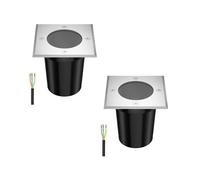 ledscom.de 2 pcs. Ground recessed Light RELI for Outdoors, IP67, Stainless Steel, Angular, 11 x 11cm, 1x GU10 max. 15W