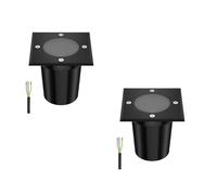 ledscom.de 2 Pieces Recessed Floor Light RELI for Outdoors, IP67, Black, Angular, 11 x 11cm, 1x GU10 max. 15W, Frosted