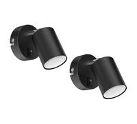 ledscom.de 2 Wall spot WAIKA, Single-Flame, with Switch, GU10, Black matt, incl. 450lm LED GU10 lamp, Warm White