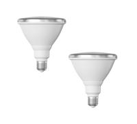 ledscom.de 2 x E27 LED Bulb, PAR38 Short Neck, Warm White (2700 K), 15.7 W, 1152lm, 42°, Reflector Mirror (Silver)