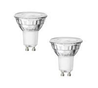 ledscom.de 2X GU10 LED Bulbs, PAR16, Warm White (2800 K), 7.6 W, 1103 lm, 33° Reflector (Silver