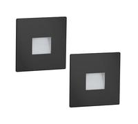 ledscom.de 2X LED stairlight/recessed wall Light FOW for Indoor and Outdoor use, Downlight, Square, Black, 85 x 85 mm, Warm White