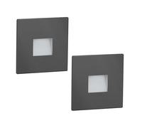 ledscom.de 2X LED stairwell Light/recessed wall Light FOW for Indoor and Outdoor use, Downlight, Square, Anthracite, 85 x 85 mm, Cool White