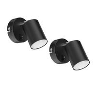 ledscom.de 2X wall spot WAIKA with Switch Black matt GU10 LED lamp Warm White 3-Step dimming: max. 500lm Each