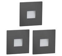 ledscom.de 3 LED Staircase Light/recessed wall Light FOW for Indoors and Outdoors, Downlight, Angular, Anthracite, 85 x 85mm, Cool White