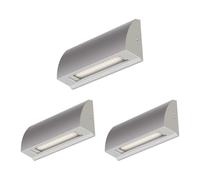 ledscom.de 3 LED Wall Light/Staircase Light SEGIN for Outdoors, IP54, Flat, Downlight, Grey matt, Angular, 3.8 W, 265lm, Warm White