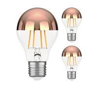 ledscom.de 3 Pieces E27 LED Bulb, A60, Warm White (2600 K), 7.5 W, 839lm, Head Mirror (Rose Gold)