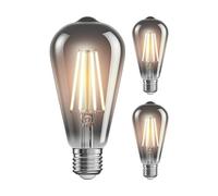 ledscom.de 3 Pieces E27 LED Bulb, ST64, Extra Warm White (1800 K), 7.6 W, 240lm, Smoked Glass