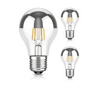 ledscom.de 3 Pieces LED E27 Head Mirror lamp A60 2700K Warm White 461lm 4,1W 230V - Silver Head Bulb - not dimmable