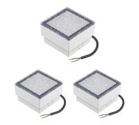 ledscom.de 3X LED Paving Stone Ground recessed Light CUS for Outdoors, IP67, Angular, 10 x 10cm, Cool White