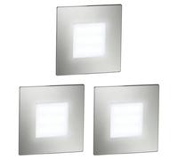 ledscom.de 3X LED stairlight/recessed wall Light FEX for Indoor and Outdoor use, Square, Stainless Steel, 85 x 85 mm, Cool White