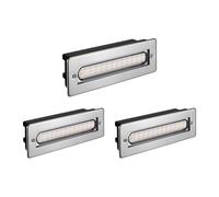 ledscom.de 3X LED stairlight/recessed wall Light for Indoor and Outdoor use, Square, Stainless Steel, 198 x 61 mm, 2.2 W, 248 lm, Warm White