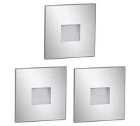ledscom.de 3X LED stairlight/recessed wall Light FOW for Indoor and Outdoor use, Downlight, Square, Stainless Steel, 85 x 85 mm, Warm White