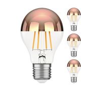 ledscom.de 4 Pieces E27 LED Bulb, A60, Warm White (2600 K), 7.5 W, 839lm, Head Mirror (Rose Gold)