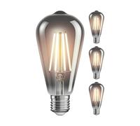 ledscom.de 4 Pieces E27 LED Bulb, ST64, Extra Warm White (1800 K), 7.6 W, 240lm, Smoked Glass