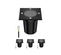 ledscom.de 4 Pieces Recessed Floor Light RELI for Outdoors, IP67, Black, Angular, 11 x 11cm, 1x GU10 max. 15W, Frosted