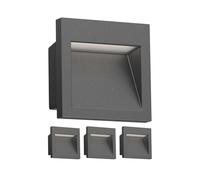 ledscom.de 4X LED recessed wall Light NOLA, Downlight for Outdoors, IP54, Anthracite matt, 90 x 90mm, Warm White