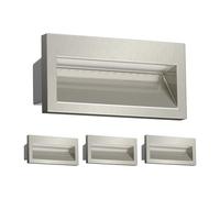 ledscom.de 4X LED recessed wall Light NOLA, Outdoor Downlight, IP54, Polished Aluminium, 140 x 70 mm, Warm White