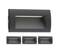ledscom.de 4X LED recessed wall Light ZIBAL, Downlight for Outdoors, IP65, Black matt, 140 x 70mm, 3.3 W, 209lm, Warm White
