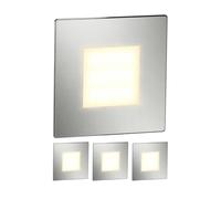 ledscom.de 4X LED stairlight/recessed wall Light FEX for Indoor and Outdoor use, Square, Stainless Steel, 85 x 85 mm, Warm White