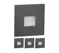 ledscom.de 4X LED stairlight/recessed wall Light FOW for Indoor and Outdoor use, Downlight, Square, Anthracite, 85 x 85 mm, Cool White