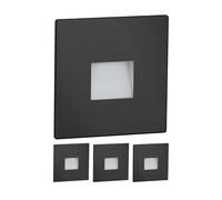 ledscom.de 4X LED stairlight/recessed wall Light FOW for Indoor and Outdoor use, Downlight, Square, Black, 85 x 85 mm, Warm White