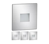 ledscom.de 4X LED stairlight/recessed wall Light FOW for Indoor and Outdoor use, Downlight, Square, Stainless Steel, 85 x 85 mm, Warm White