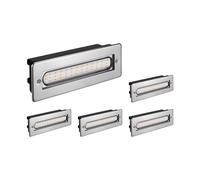 ledscom.de 5 LED Staircase Light/recessed Wall Light for Indoor and Outdoor use, Angular, Stainless Steel, 198 x 61mm, 2.2 W, 248lm, Warm White