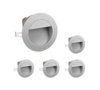 ledscom.de 5 LED Staircase Light/recessed Wall Light for Indoor and Outdoor use, Downlight, Round, Grey, 125mm Ø, Warm White