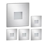 ledscom.de 5 LED Staircase Light/recessed Wall Light FOW for Indoor and Outdoor use, Downlight, Angular, Stainless Steel, 85 x 85mm, Warm White