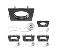 ledscom.de 5 Pieces Ceiling recessed Frame RIR recessed Frame Black matt Angular (LED/Halogen/GU10/MR16/PAR16/50mm) incl. GU10 Socket