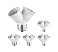 ledscom.de 5 Pieces E27 Base, 2-Way Splitter Adapter, White