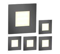 ledscom.de 5X LED stairlight/recessed wall Light FEX for Indoor and Outdoor use, Square, Anthracite, 85 x 85 mm, Warm White