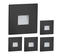 ledscom.de 5X LED stairlight/recessed wall Light FOW for Indoor and Outdoor use, Downlight, Square, Black, 85 x 85 mm, Warm White