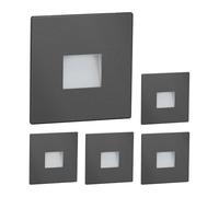ledscom.de 5X LED stairwell Light/recessed wall Light FOW for Indoor and Outdoor use, Downlight, Square, Anthracite, 85 x 85 mm, Warm White