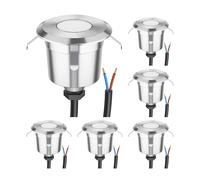 ledscom.de 6 LED recessed Floor Light AGENA for Outdoors, IP65, Stainless Steel, Round, 60mm Ø, Warm White