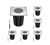 ledscom.de 6 pcs. recessed Floor Light RELI for Outdoors, IP67, Stainless Steel, Angular, 11 x 11cm, 1x GU10 max. 15W, Frosted