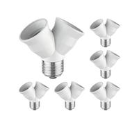 ledscom.de 6 Pieces E27 Base, 2-Way Splitter Adapter, White