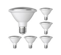 ledscom.de 6 Pieces E27 LED Bulb, PAR30 Short Neck, White (4200 K), 13 W, 1025lm, 43°, Reflector Mirror (Silver)