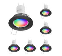 ledscom.de 6 recessed Ceiling spotlights Fere recessed Frame Black matt incl. Smart Home RGBW GU10 LED lamp, 5.41W, 473lm