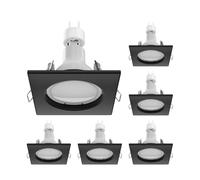 ledscom.de 6 recessed Ceiling spotlights RIR recessed Frame Black matt Angular GU10 LED 6,826W= 6,826W 630lm 100° Warm-White