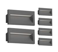 ledscom.de 6X LED recessed wall Light NOLA, Downlight for Outdoors, IP54, Anthracite matt, 140 x 70mm, Warm White
