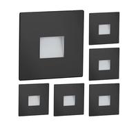 ledscom.de 6X LED stairlight/recessed wall Light FOW for Indoor and Outdoor use, Downlight, Square, Black, 85 x 85 mm, Warm White