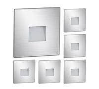 ledscom.de 6X LED stairlight/recessed wall Light FOW for Indoor and Outdoor use, Downlight, Square, Stainless Steel, 85 x 85 mm, Warm White